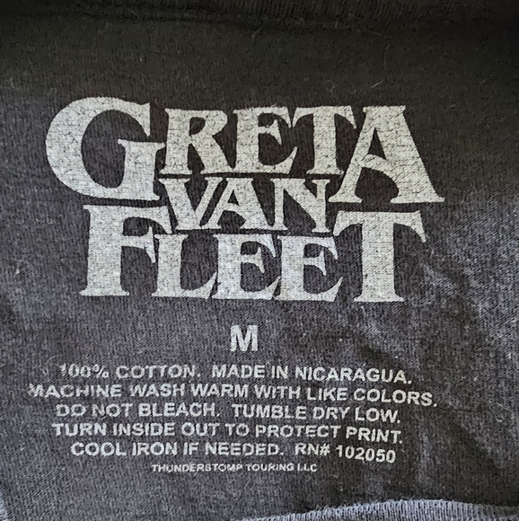 Greta Van Fleet Rock Tee Shirt Size Medium Black with White Letters - Picture 3 of 3